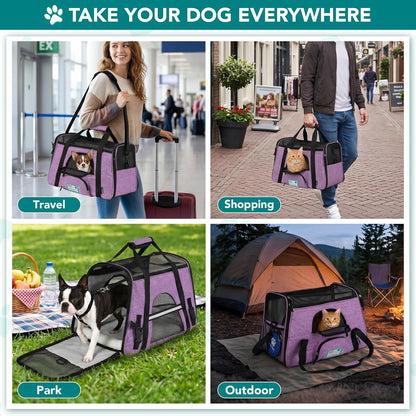 Large Heather Purple Airline Approved Pet Carrier for Cats & Small Dogs