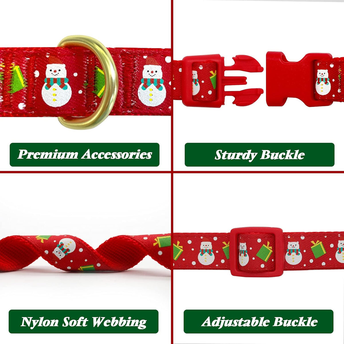Festive Adjustable Christmas Dog Collar with Antler Bow Tie & Snowman Accessory for Medium Dogs