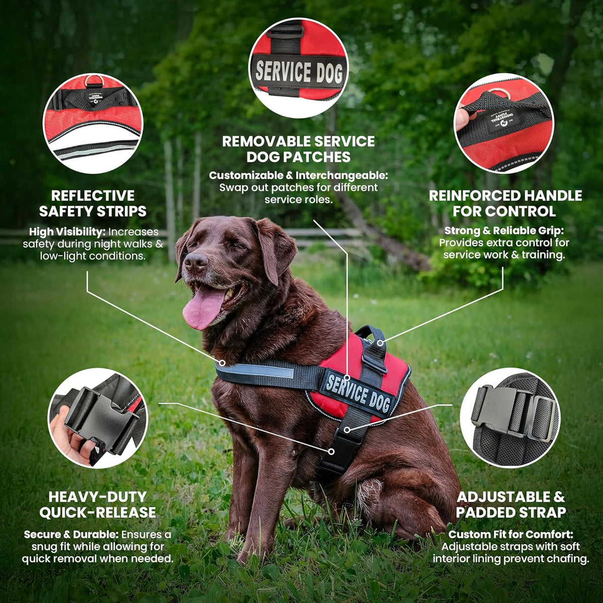 Pink Service Dog Vest & Leash Set - Reflective Harness with Comfortable Mesh Design - Sizes XXS to XXL