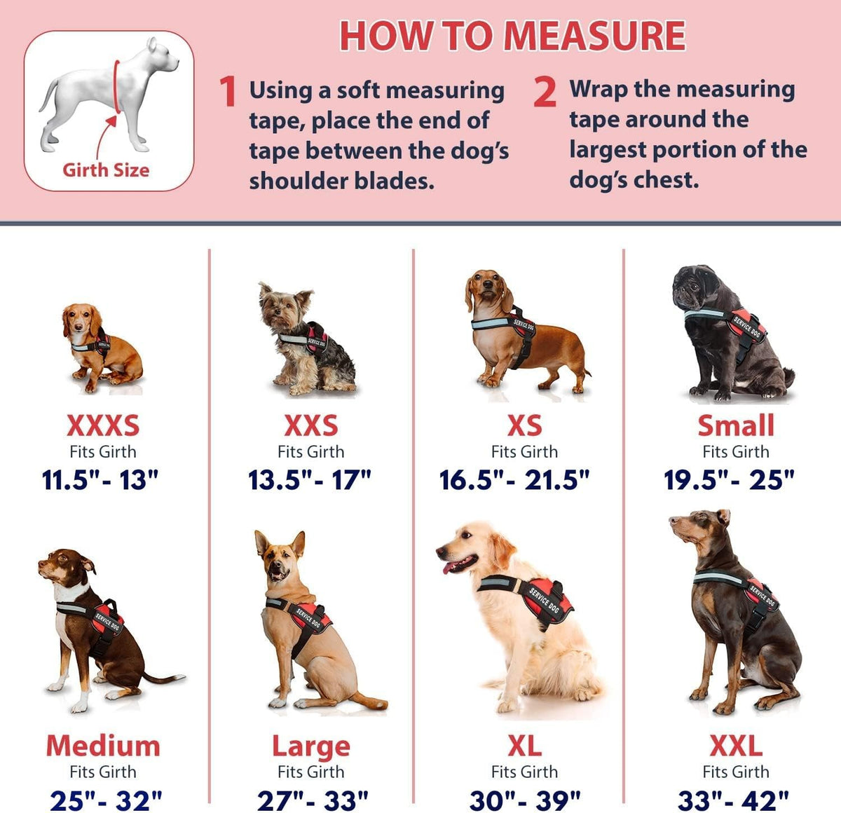 Pink Service Dog Vest & Leash Set - Reflective Harness with Comfortable Mesh Design - Sizes XXS to XXL