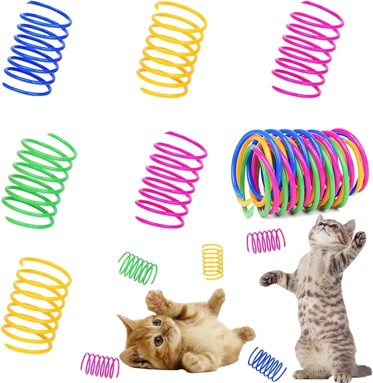 Vibrant 40 Pack Cat Spiral Springs - Fun & Durable Coils for Indoor Play, Perfect for Biting, Swatting, and Hunting!