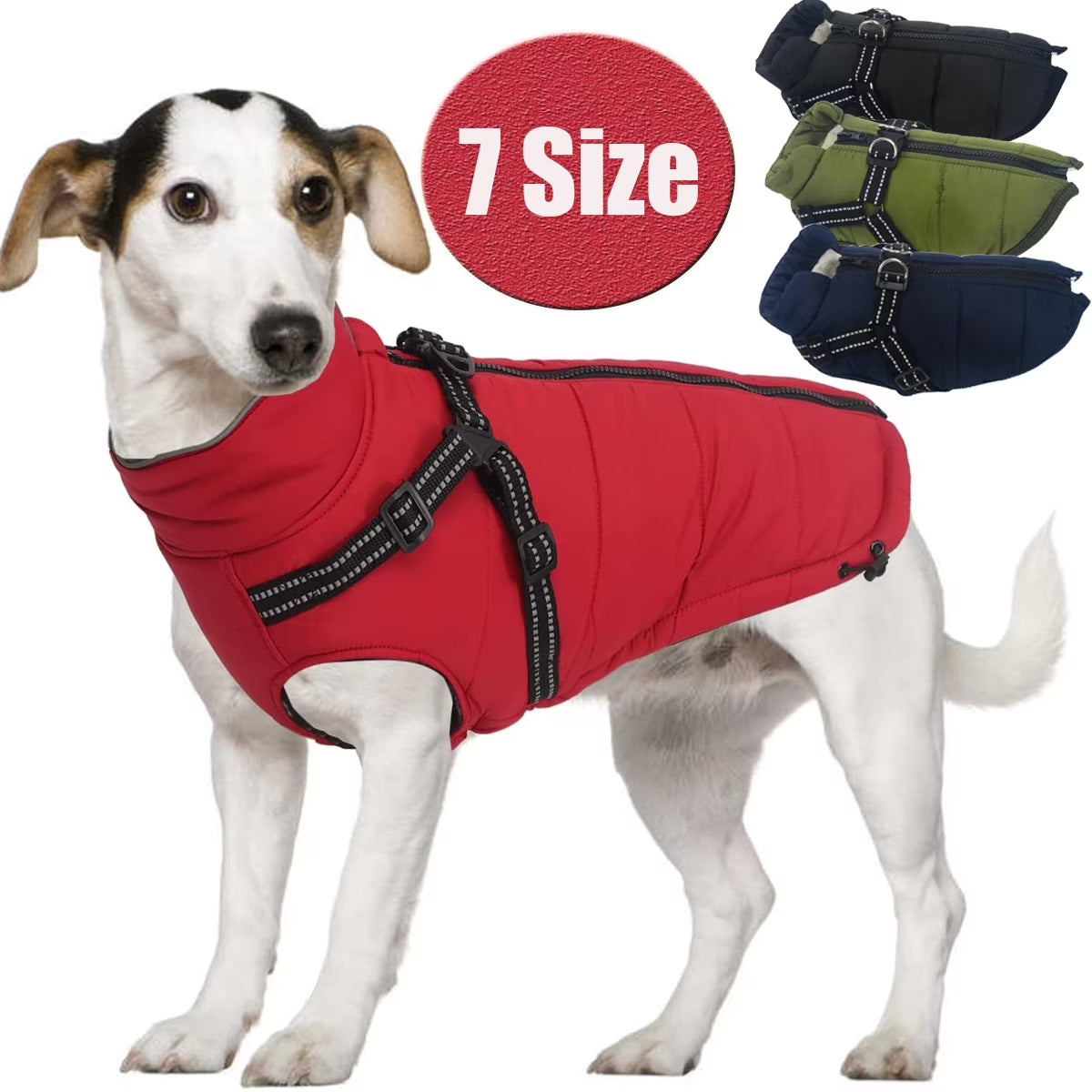 Winter Warm Coat Waterproof Dog Winter Jacket with Harness Traction Belt,Windproof Pet Outdoor Jacket Dog Autumn
