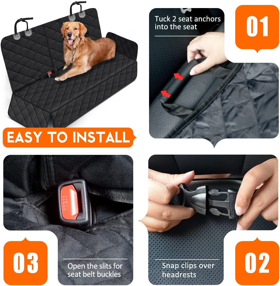 Ultimate Dog Car Seat Cover - Waterproof Back Seat Protector for Pets