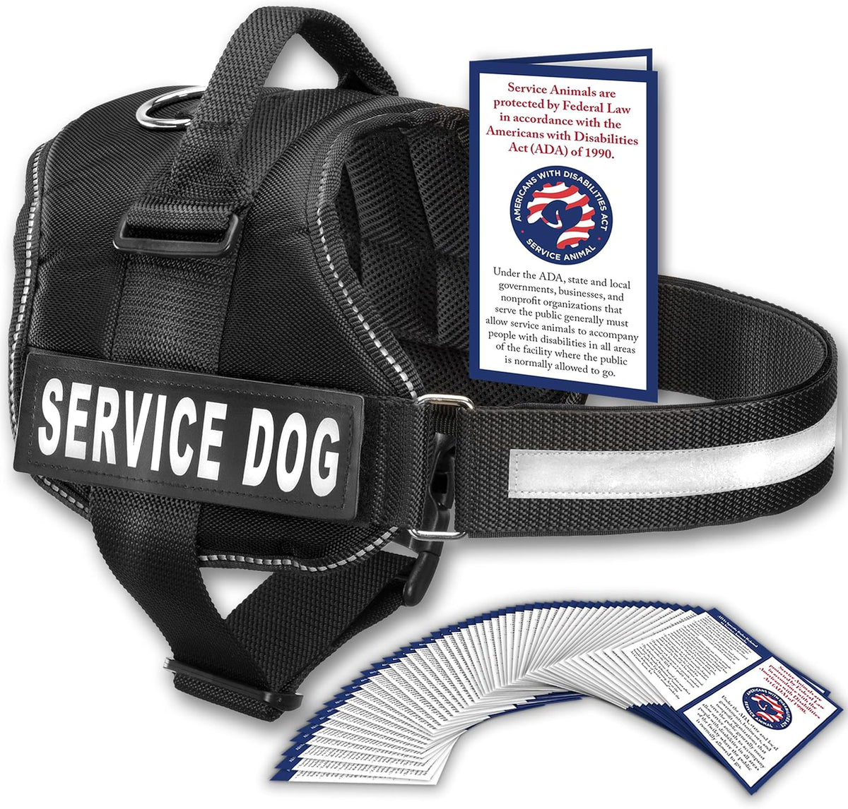 Service Dog Vest with Handle, No Pull Dog Harness for Large Dogs, Reflective Straps, Removable Patches Training Vest (Small - Large Breeds)