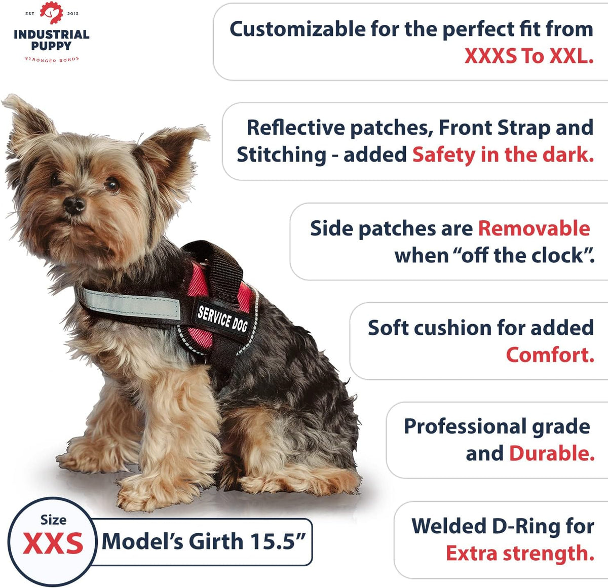 Pink Service Dog Vest & Leash Set - Reflective Harness with Comfortable Mesh Design - Sizes XXS to XXL