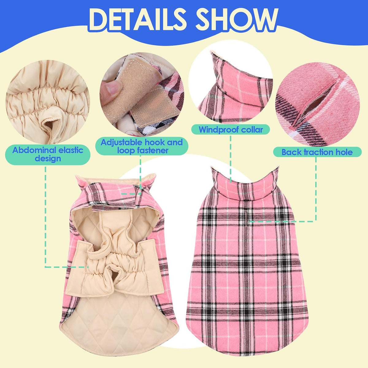 Dog Jacket for Winter,Reversible Dog Coat with Leash Hole, Pink, 3XL